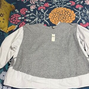 Anthropologie Gray and White Layered Top